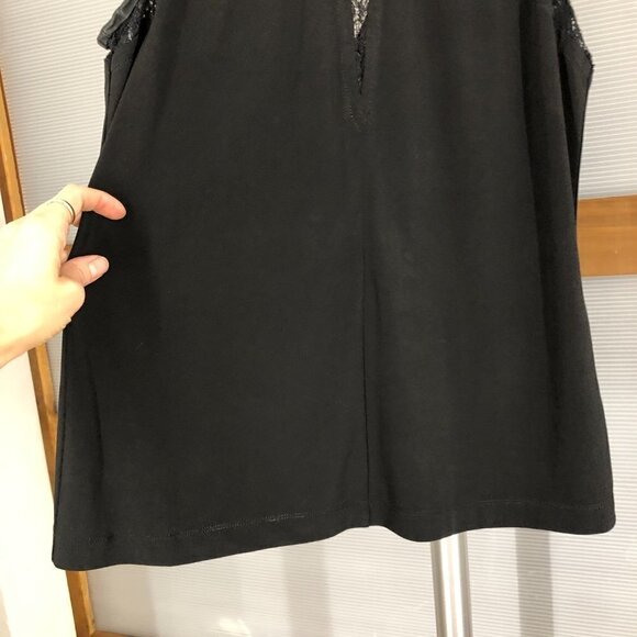 Cut 25 by Yigal Azrouel BlackLeather High Collar Sleeveless Lace Blouse Sz L - Picture 3 of 13